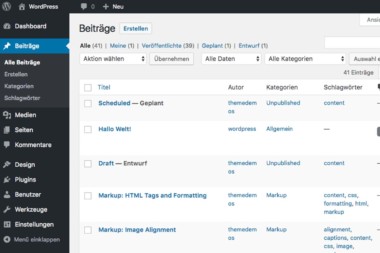 Wordpress - Backend Beispiel 4